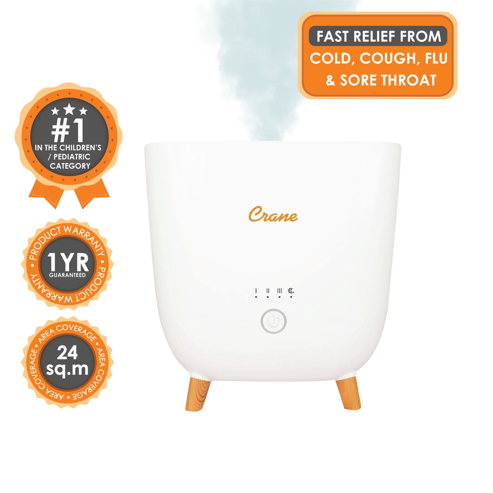 Crane 3in1 Top Fill Warm & Cool Mist Humidifier with Aroma Diffuser