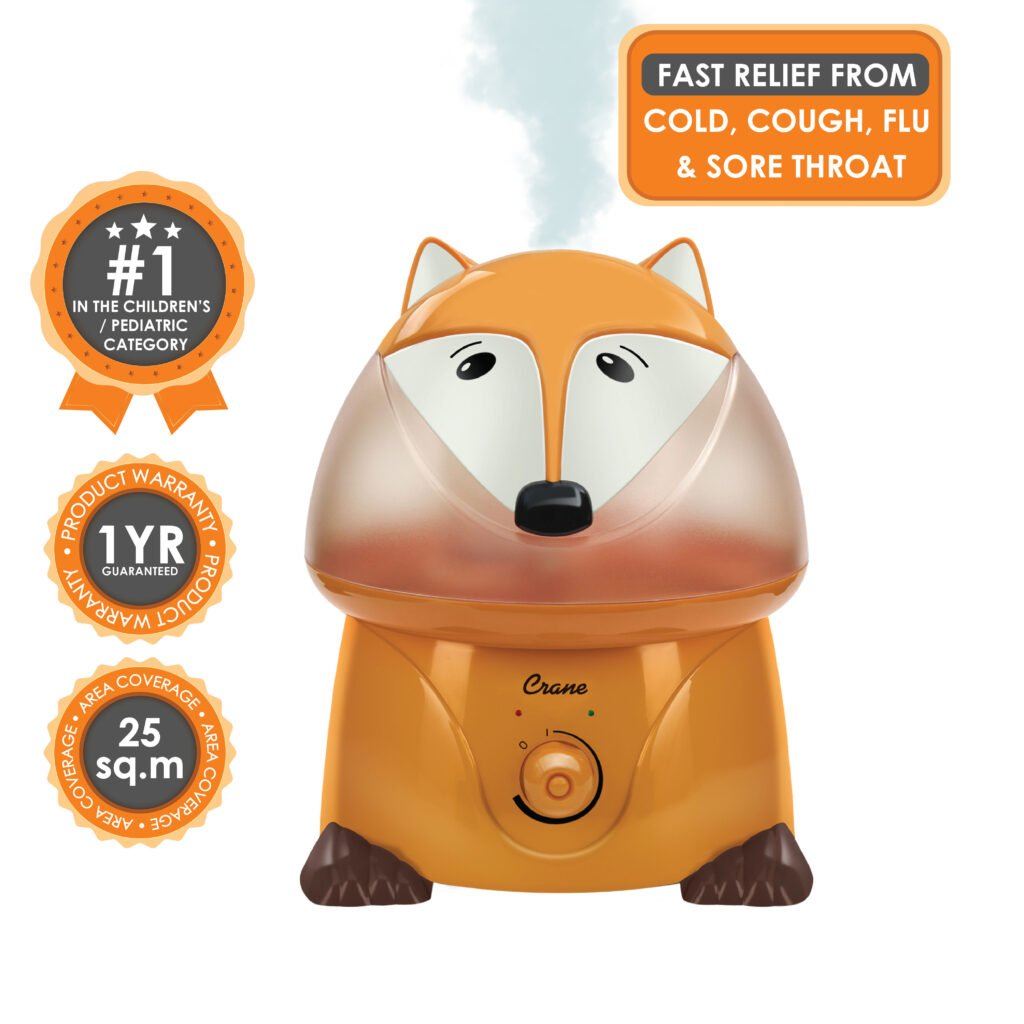 Crane 1 Gal. Adorable Fox Cool-Mist Humidifier for Personal Therapeutic